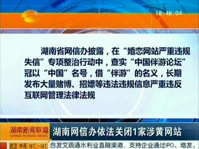 湖南网信办依法关闭1家涉黄网站