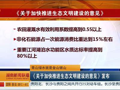青山绿水就是金山银山 《关于加快推进生态文明建设的意见》发布