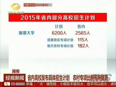 湖南省内高校发布具体招生计划