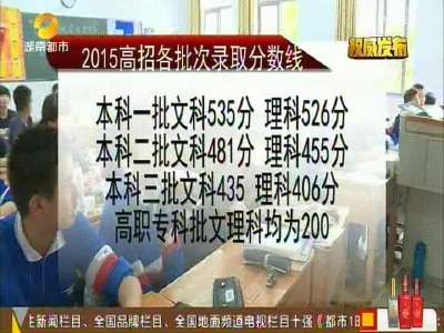 2015年湖南高招录取控制线6月25日公布