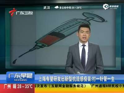 [视频]上海有望研发出新型抗流感疫苗：打一针管一生