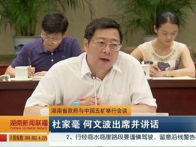 湖南省政府与中国五矿举行会谈 杜家毫 何文波出席并讲话