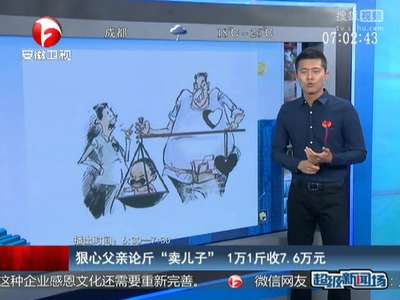 [视频]狠心父亲论斤“卖儿子”1万1斤收7.6万元
