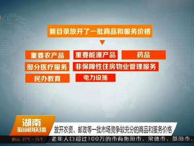 新版《湖南省定价目录》11月1日起实施