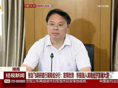 张剑飞调研建行湖南省分行：发挥优势 积极融入湖南经济发展大潮
