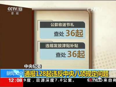 [视频]中央纪委：通报128起违反中央八项规定问题