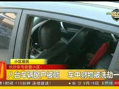 八台车辆窗户被砸 车中财物被洗劫一空