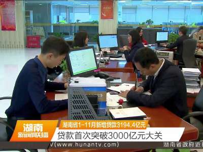 湖南省1-11月新增贷款3194.4亿元