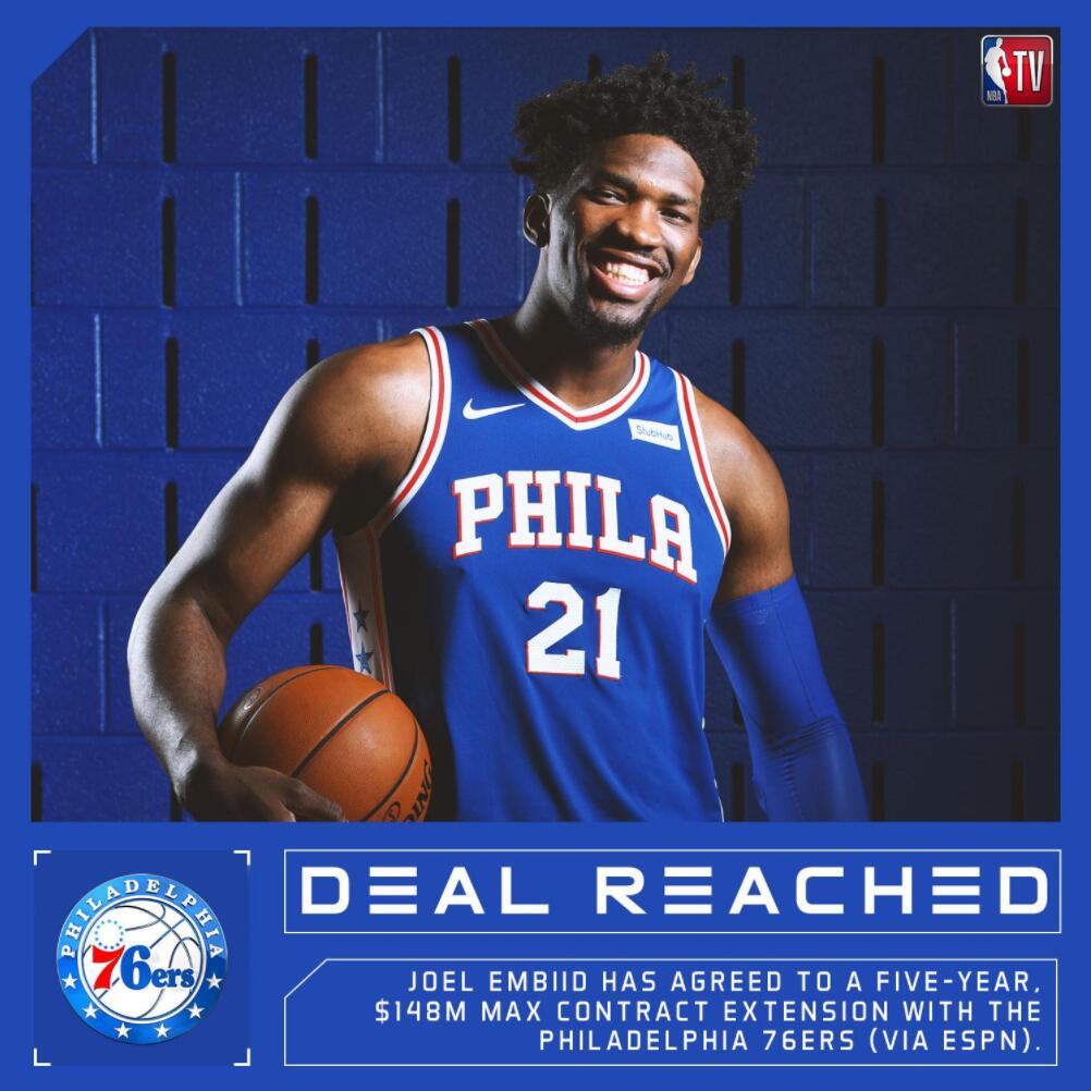 五年1.48亿美元!恩比德和76人达成续约合同-乐视体育