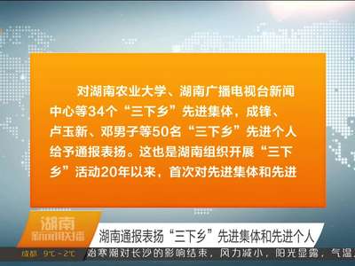 湖南通报表扬“三下乡”先进集体和先进个人