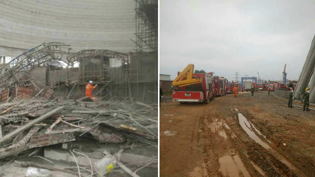江西在建冷却塔施工平台倒塌