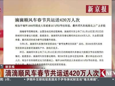 [视频]滴滴顺风车春节共运送420万人次