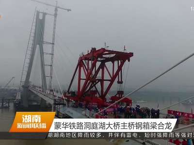 蒙华铁路洞庭湖大桥主桥钢箱梁合龙