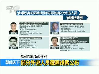[视频]追逃追赃再发力 部分外逃人员藏匿线索公布