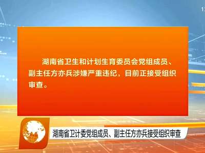 湖南省卫计委党组成员、副主任方亦兵接受组织审查