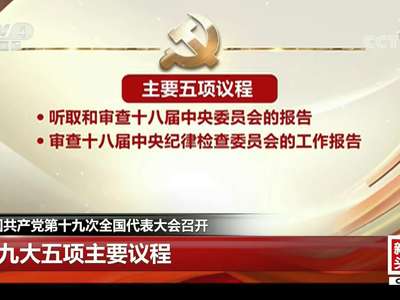 [视频]中国共产党第十九次全国代表大会召开 十九大五项主要议程