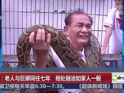[视频]海口：老人与巨蟒同住七年 相处融洽如家人一般