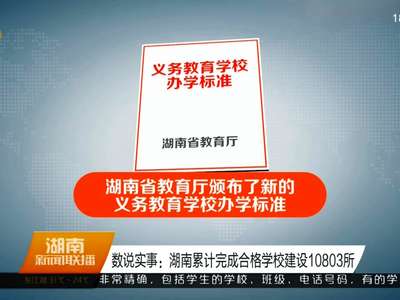 数说实事：湖南累计完成合格学校建设10803所