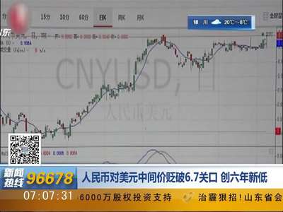 [视频]人民币对美元中间价贬破6.7关口 创六年新低