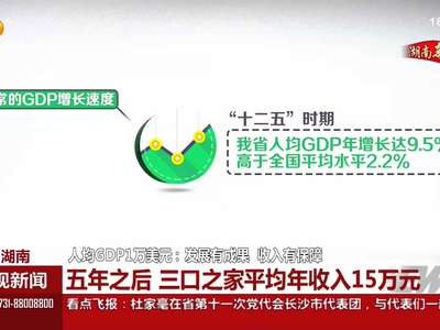 湖南人均GDP1万美元：发展有成果 收入有保障