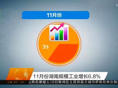 11月份湖南规模工业增长6.8%