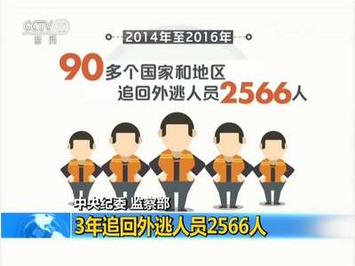 [视频]中央纪委 监察部：3年追回外逃人员2566人