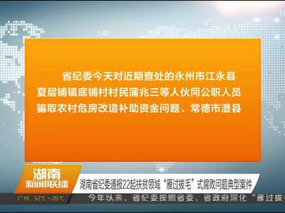 湖南省纪委通报22起扶贫领域“雁过拔毛”式腐败问题典型案件