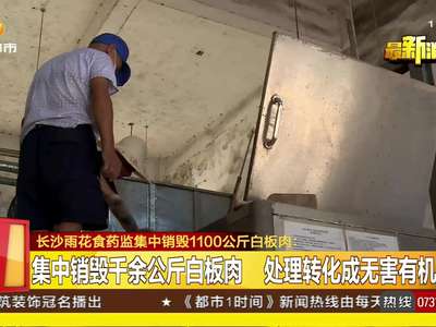 长沙雨花食药监集中销毁1100公斤白板肉