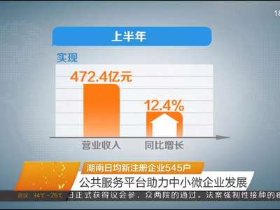 湖南日均新注册企业545户 公共服务平台助力中小微企业发展