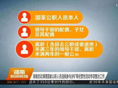 湖南启动清理国家公职人员违规参与涉矿等经营性活动专项整治工作