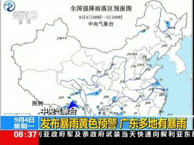 [视频]中央气象台：发布暴雨黄色预警 广东多地有暴雨