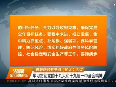 省政府召开党组（扩大）会议 学习贯彻党的十九大和十九届一中全会精神