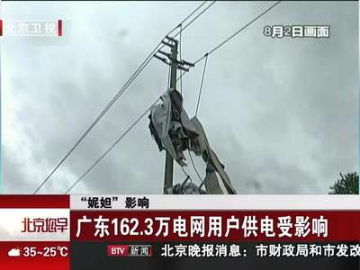 [视频]“妮妲”影响 广东162.3万电网用户供电受影响