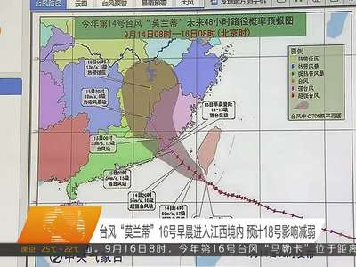 台风“莫兰蒂”16号早晨进入江西境内 预计18号影响减弱