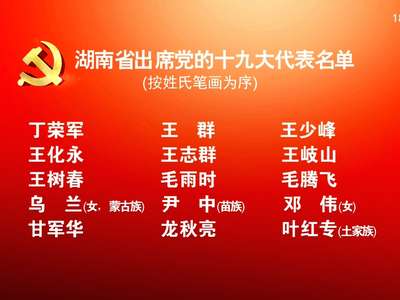 湖南省选举产生出席中国共产党第十九次全国代表大会代表