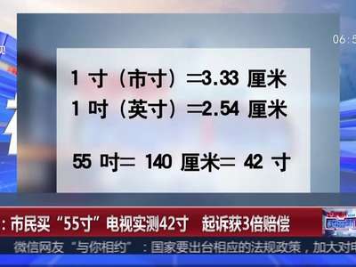 [视频]陕西：市民买“55寸”电视实测42寸 起诉获3倍赔偿