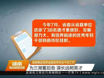 湖南推进培养选拔优秀年轻干部工作：为三湘蓄后劲 谋长远树英才