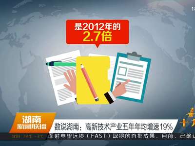 数说湖南：高新技术产业五年年均增速19%