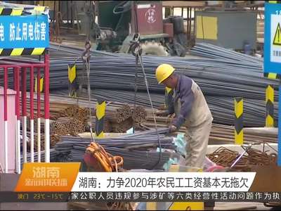 湖南：力争2020年农民工工资基本无拖欠