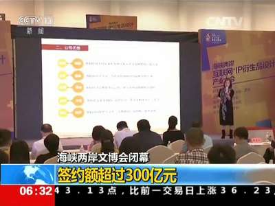 [视频]海峡两岸文博会闭幕 签约额超过300亿元