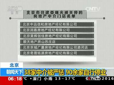 [视频]北京：38家中介被严惩 90余家自行停业