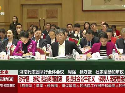 湖南代表团举行全体会议 周强 徐守盛 杜家毫参加审议：审议慈善法（草案）修改稿 审议“两高”工作报告