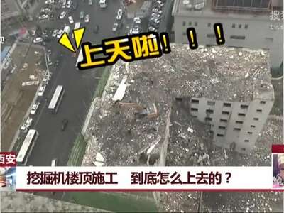 [视频]挖掘机楼顶施工 网友神回复：你咋不上天呢？