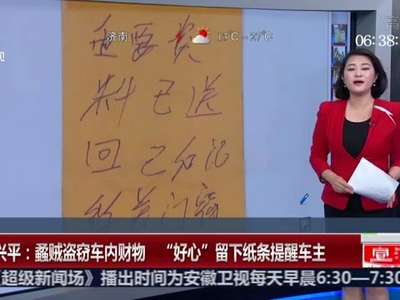 [视频]蟊贼盗窃车内财物后 纸条“温馨提示”车主关窗