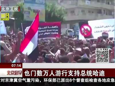 [视频]也门数万人游行支持总统哈迪