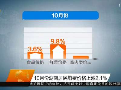 10月份湖南居民消费价格上涨2.1%