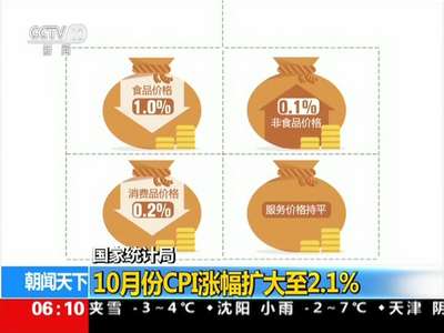 [视频]国家统计局：10月份CPI涨幅扩大至2.1%