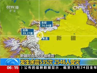 [视频]新疆阿克陶6.7级地震：发生余震535次 2546人受灾