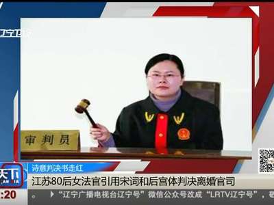 [视频]诗意判决书走红 江苏80后女法官引用宋词和后宫体判决离婚官司