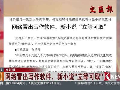 [视频]网络冒出写作软件 抓素材新小说“立等可取